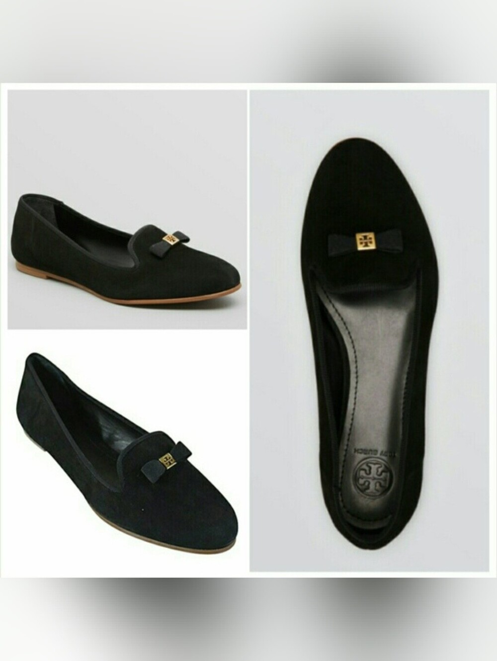 Discontinued New Tory Burch MIMI Suede smoking slipper loafers size 8 Black